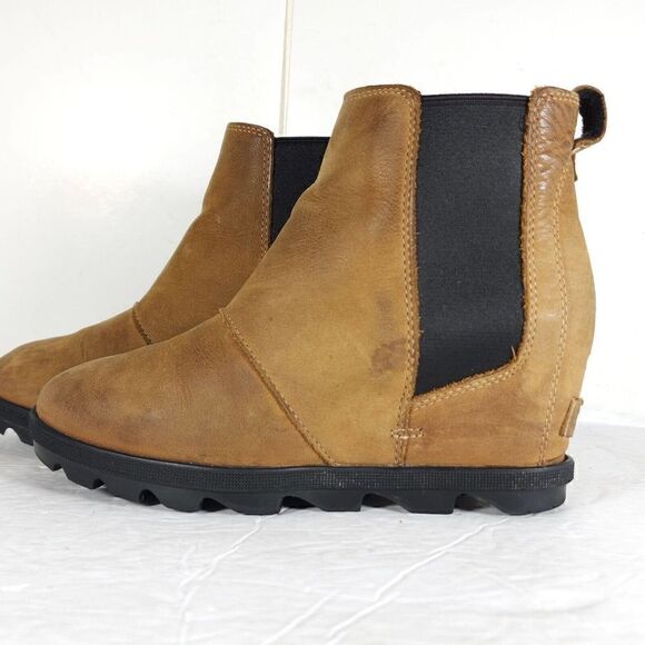 Sorel Women's Joan of Arctic II US7,5 Tan Leather Waterproof Wedge Chelsea Boot - Picture 2 of 13